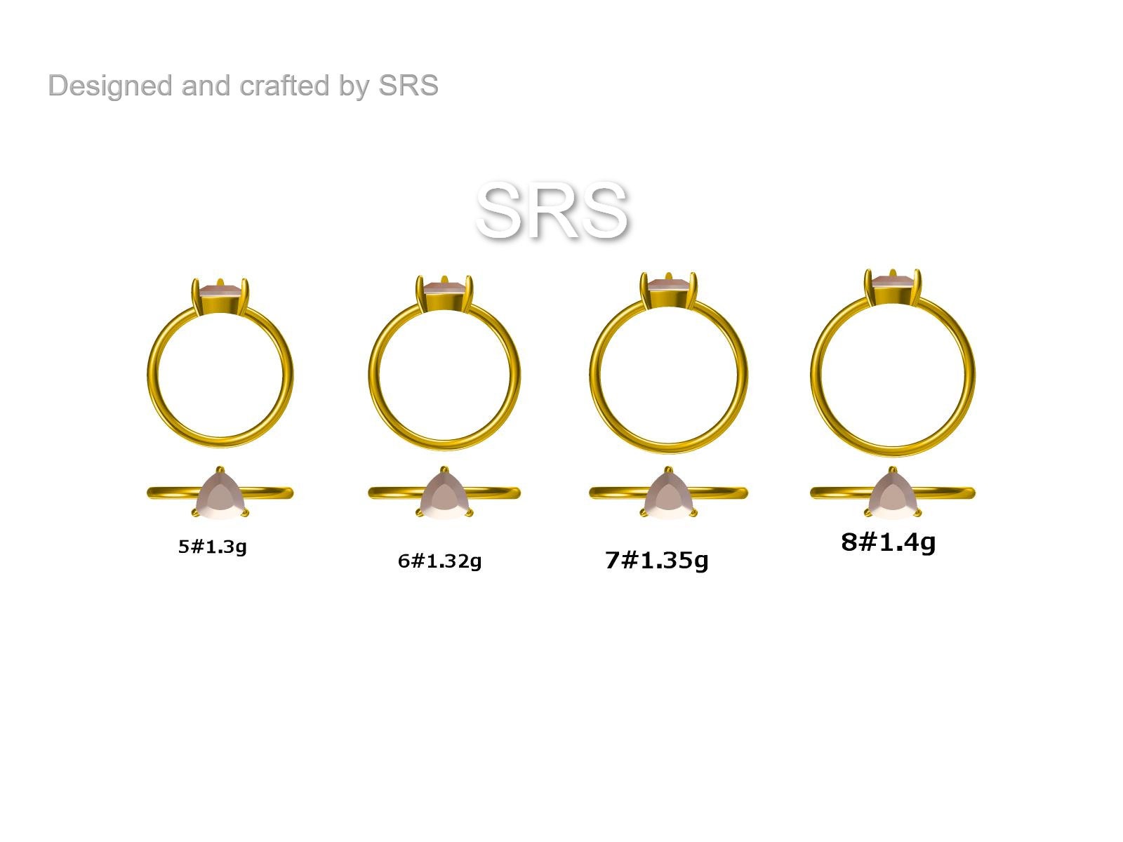 Genuine White Topaz Ring in Sterling Silver, Natural Trillion Cut Peridot Stone Ring, Stacking Rings, US 5-8