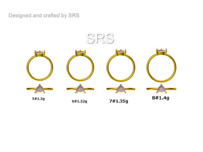 Genuine White Topaz Ring in Sterling Silver, Natural Trillion Cut Peridot Stone Ring, Stacking Rings, US 5-8