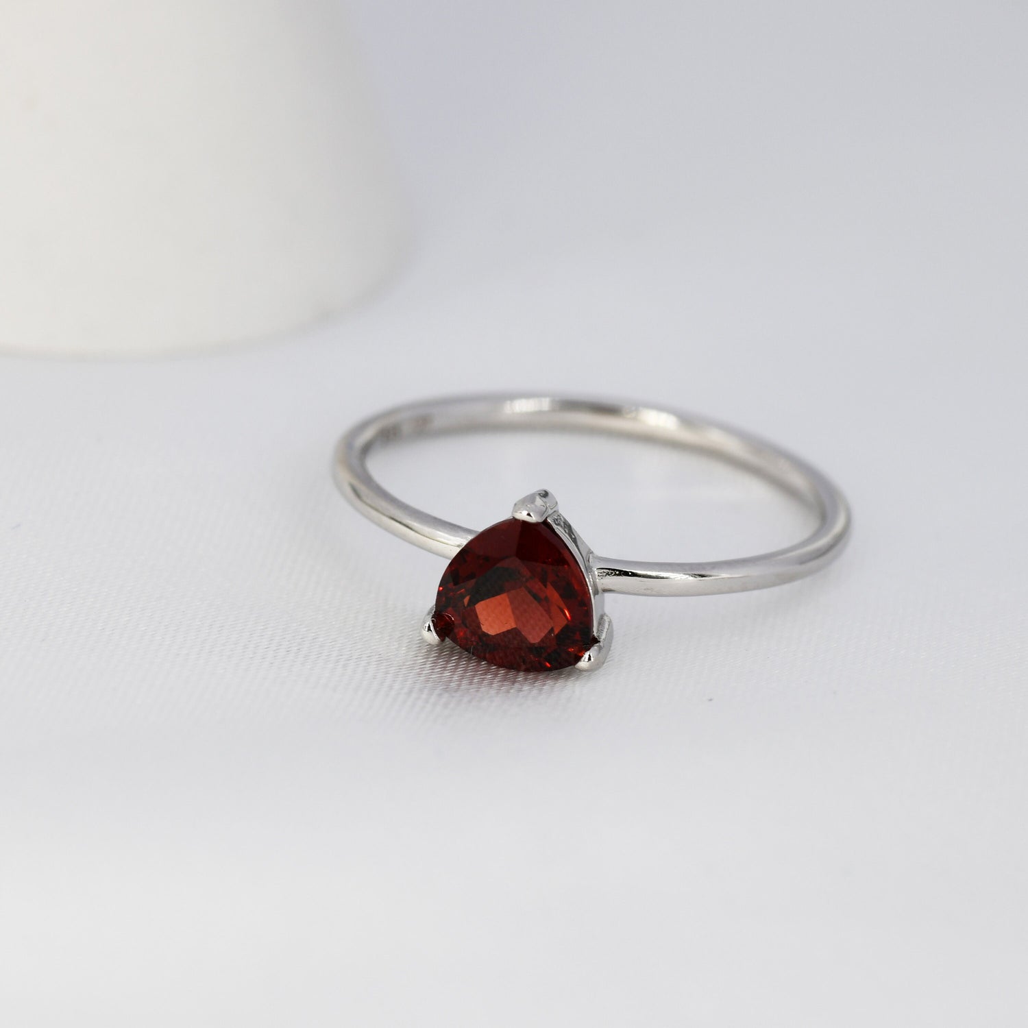 Trillion Cut Garnet Gemstone Ring