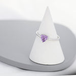 Genuine Amethyst Ring in Sterling Silver, Natural Trillion Cut Amethyst Stone Ring, Stacking Rings, US 5-8