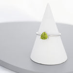 Genuine Peridot Ring in Sterling Silver, Natural Trillion Cut Peridot Stone Ring, Stacking Rings, US 5-8