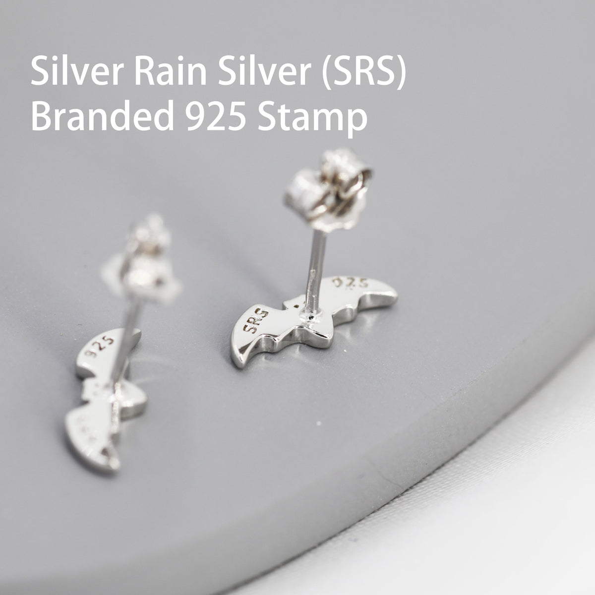 Tiny Bat Stud Earrings in Sterling Silver, Silver or Gold or Black, Simple Bat Earrings, Stacking Earrings, Animal Earrings