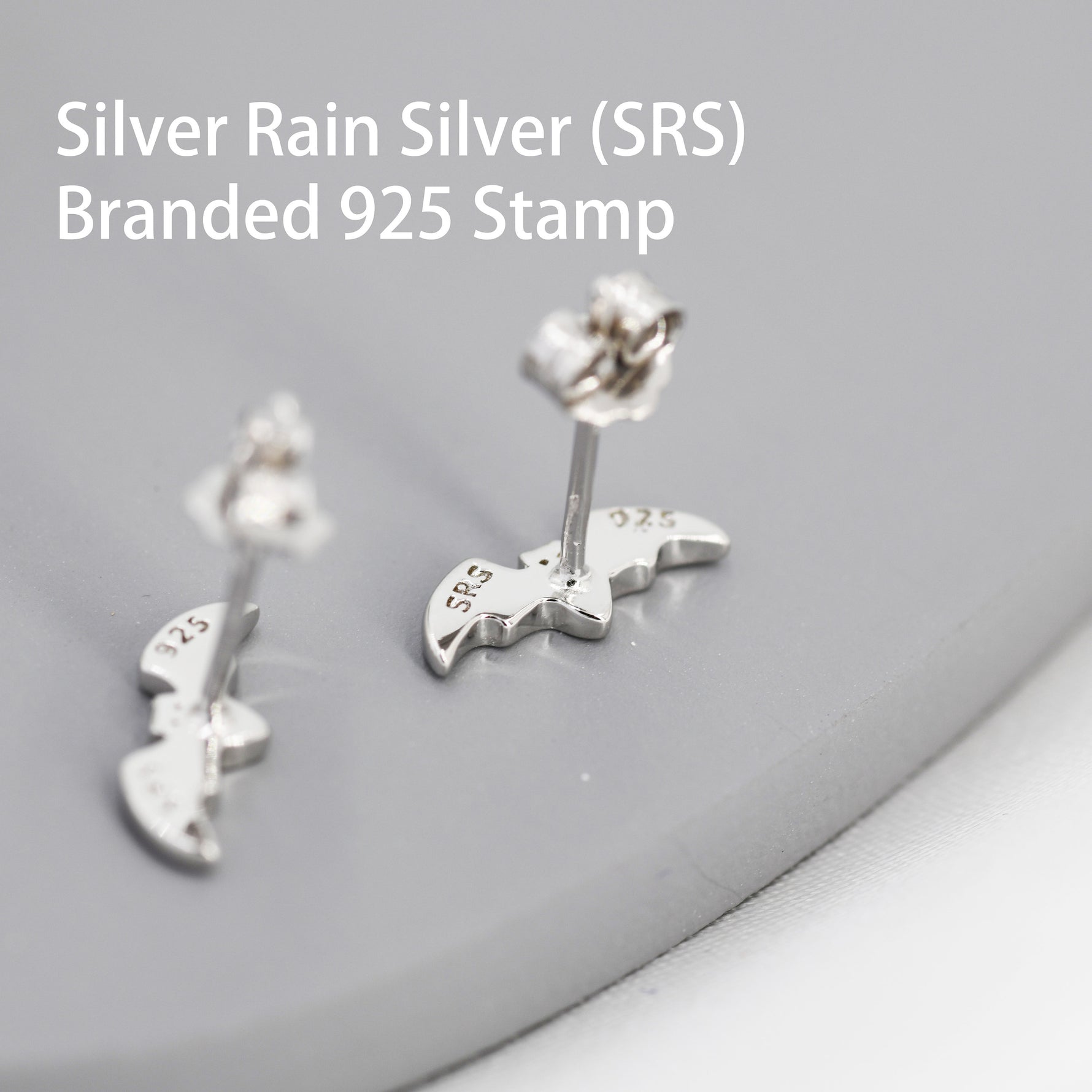 Tiny Bat Stud Earrings in Sterling Silver, Silver or Gold or Black, Simple Bat Earrings, Stacking Earrings, Animal Earrings