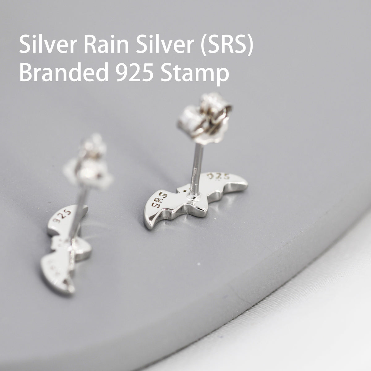 Tiny Bat Stud Earrings in Sterling Silver, Silver or Gold, Simple Bat Earrings, Stacking Earrings, Animal Earrings