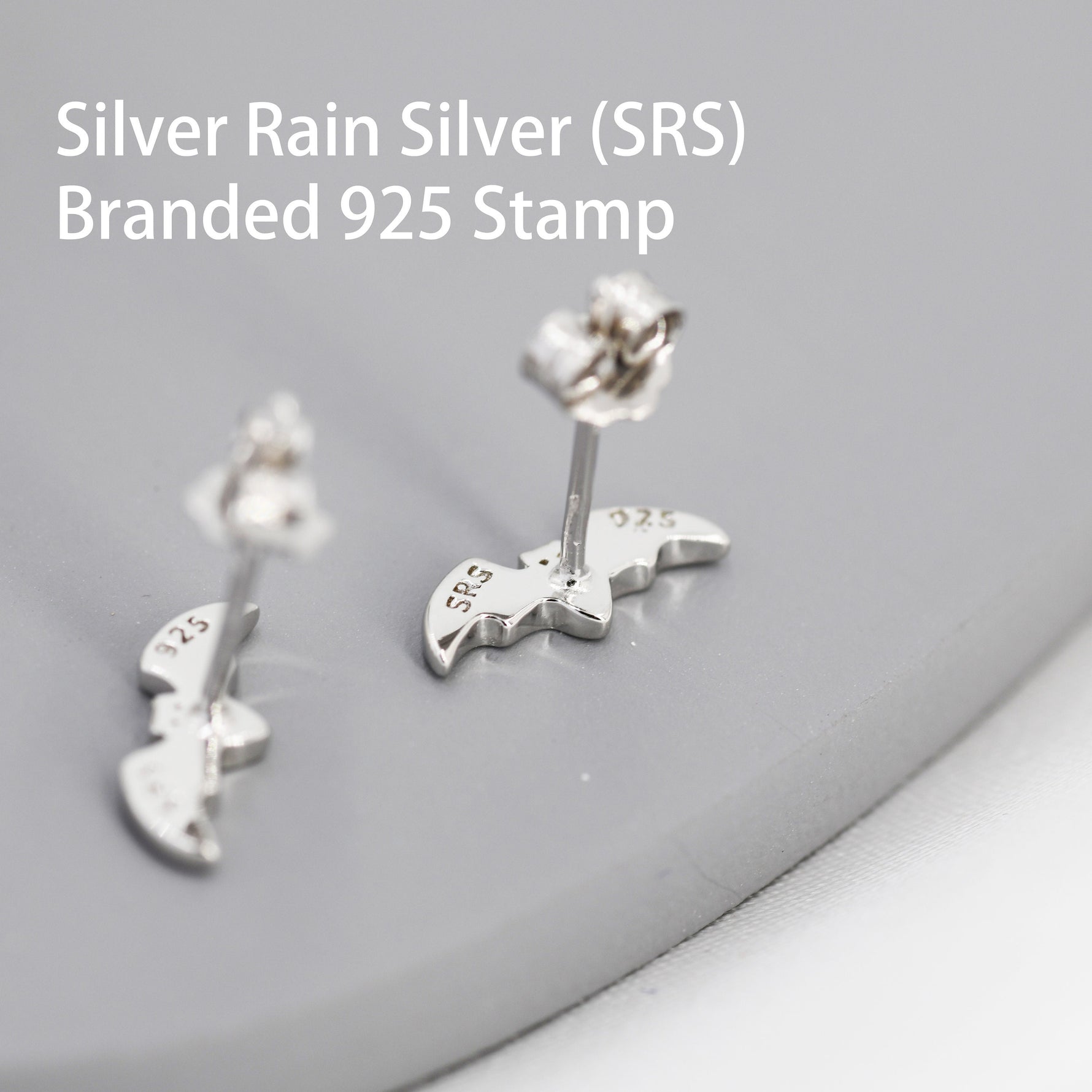 Tiny Bat Stud Earrings in Sterling Silver, Silver or Gold, Simple Bat Earrings, Stacking Earrings, Animal Earrings