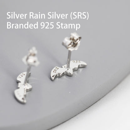 Tiny Bat Stud Earrings in Sterling Silver, Silver or Gold, Simple Bat Earrings, Stacking Earrings, Animal Earrings