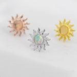 Sun Opal Stud Earrings in Sterling Silver, Silver, Gold or Rose Gold, Sun Earrings