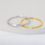 Single Baguette CZ Ring in Sterling Silver, Silver or Gold, Minimalist CZ Ring US 5 - 8