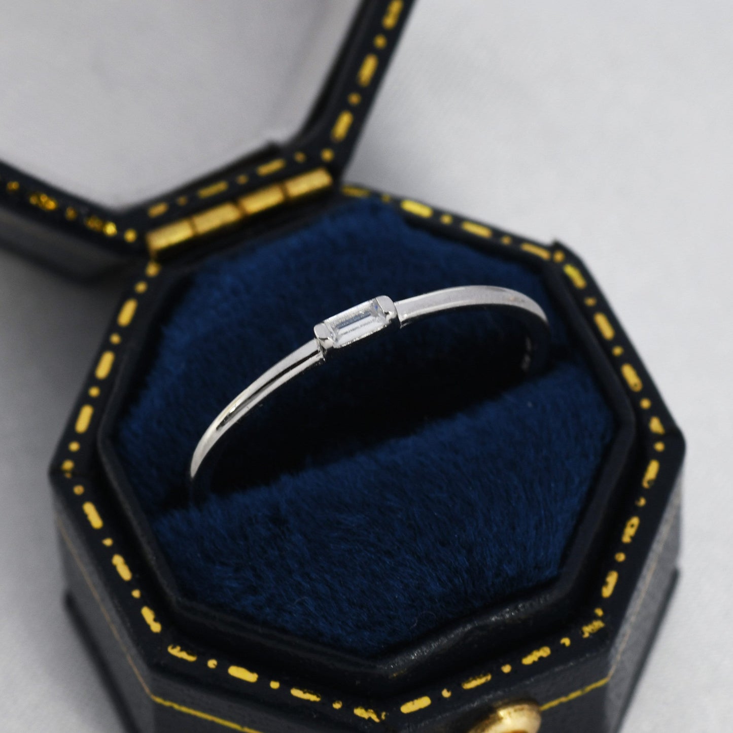 Single Baguette CZ Ring in Sterling Silver, Silver or Gold, Minimalist CZ Ring US 5 - 8