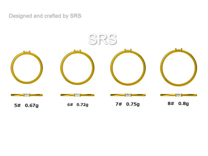 Single Baguette CZ Ring in Sterling Silver, Silver or Gold, Minimalist CZ Ring US 5 - 8