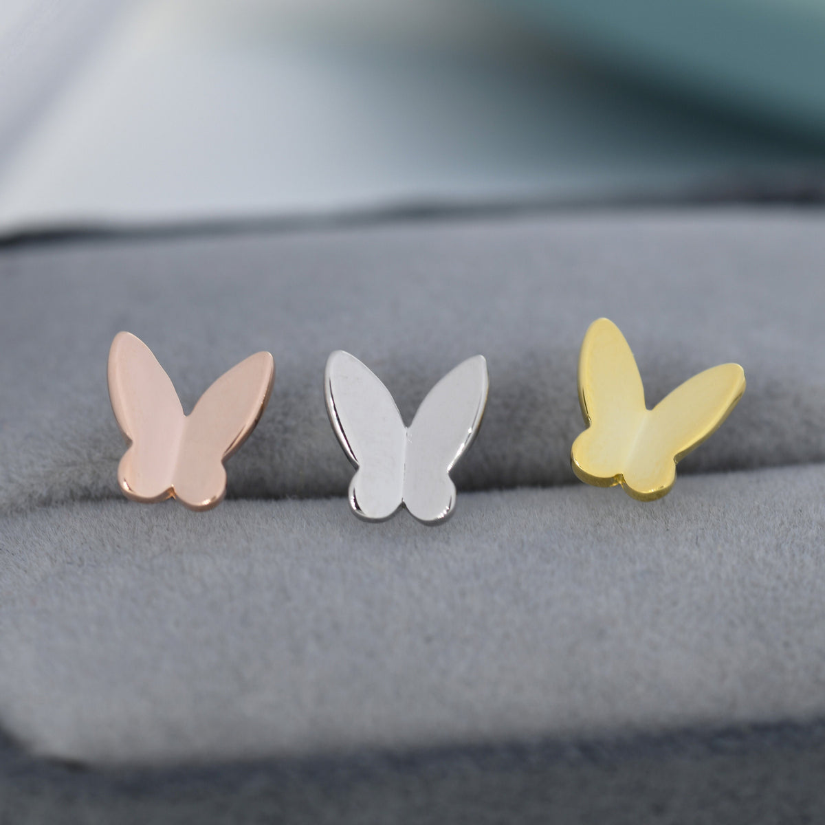 Sterling Silver Butterfly Stud Earrings, Silver, Gold or Rose Gold, Dainty Butterfly Earrings, Bridesmaid's Jewellery