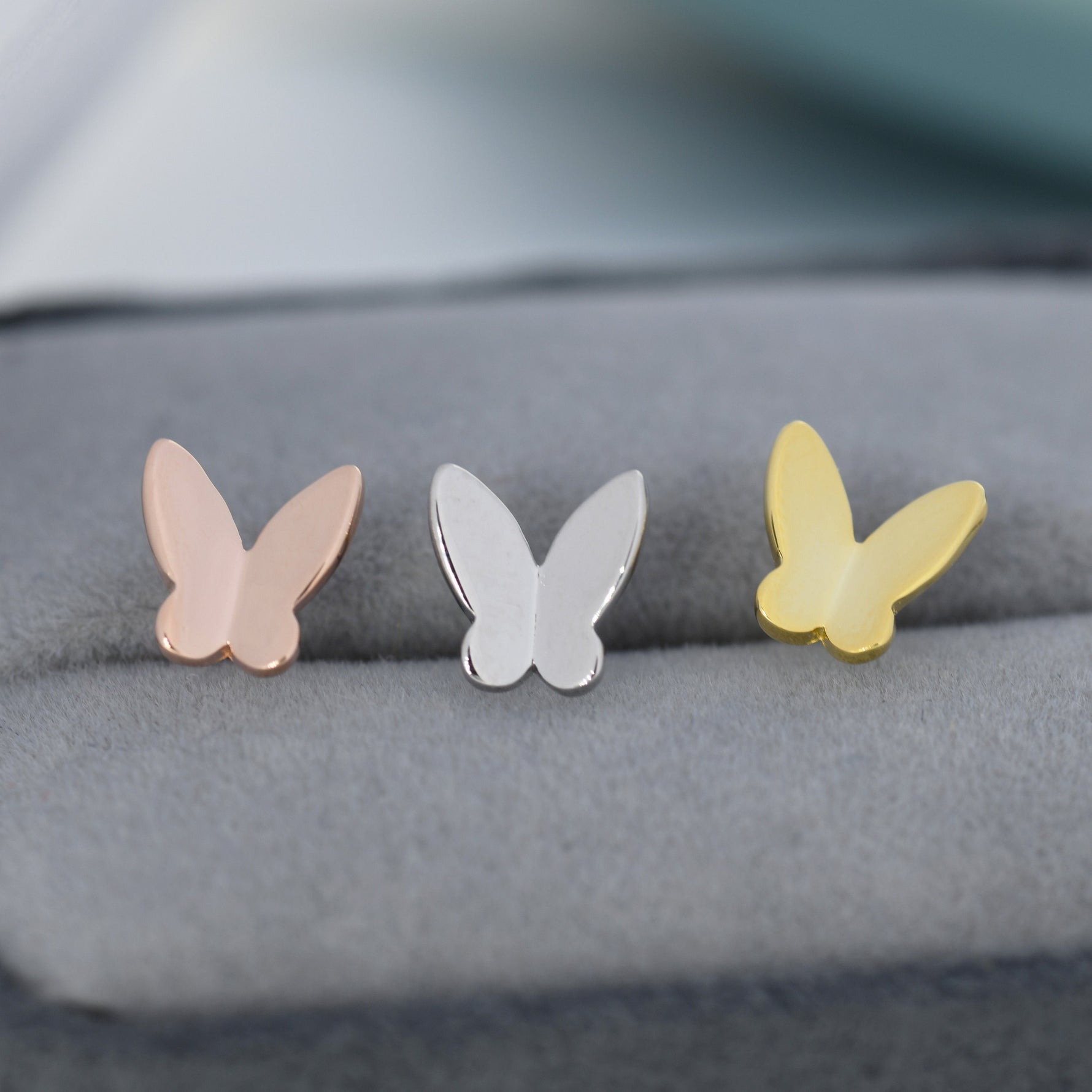 Sterling Silver Butterfly Stud Earrings, Silver, Gold or Rose Gold, Dainty Butterfly Earrings, Bridesmaid's Jewellery