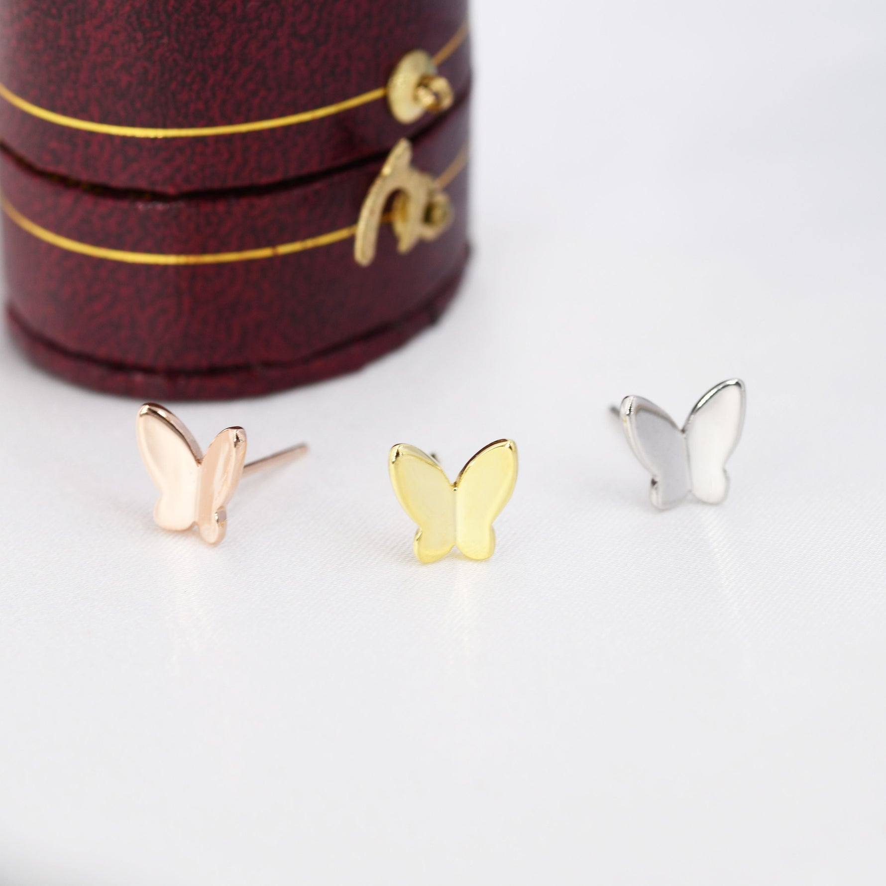 Sterling Silver Butterfly Stud Earrings, Silver, Gold or Rose Gold, Dainty Butterfly Earrings, Bridesmaid's Jewellery