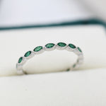 Emerald Marquise CZ Infinity Ring in Sterling Silver, Silver or Gold, Skinny Marquise Ring US 5 - 8