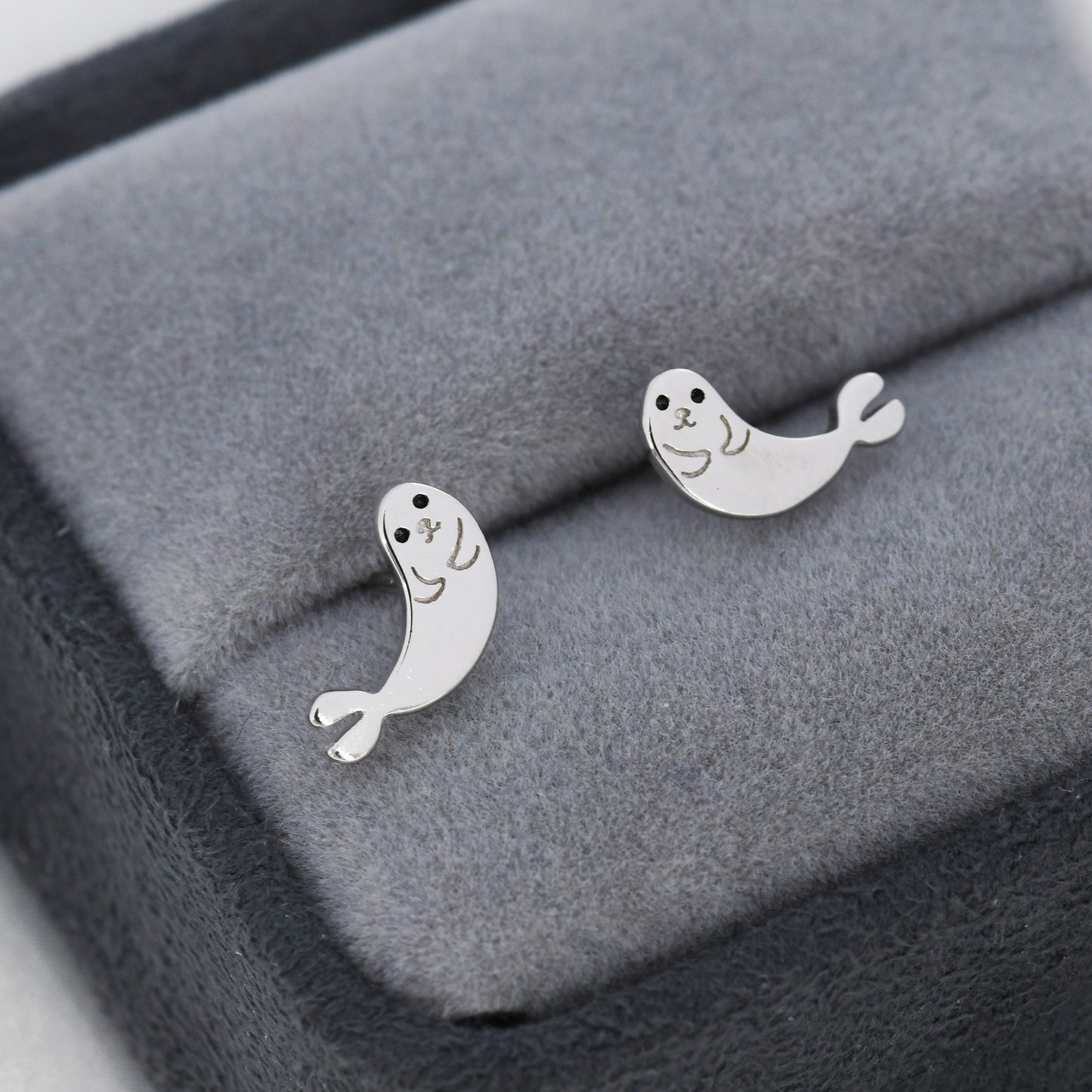 Seal Stud Earrings in Sterling Silver, Cute Baby Seal Earrings, Nature Inspired Animal Earrings