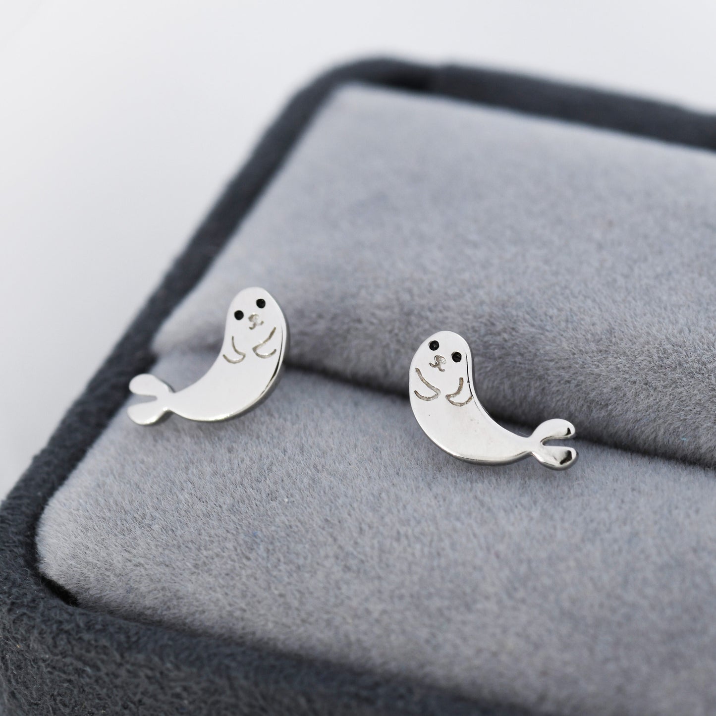 Seal Stud Earrings in Sterling Silver, Cute Baby Seal Earrings, Nature Inspired Animal Earrings