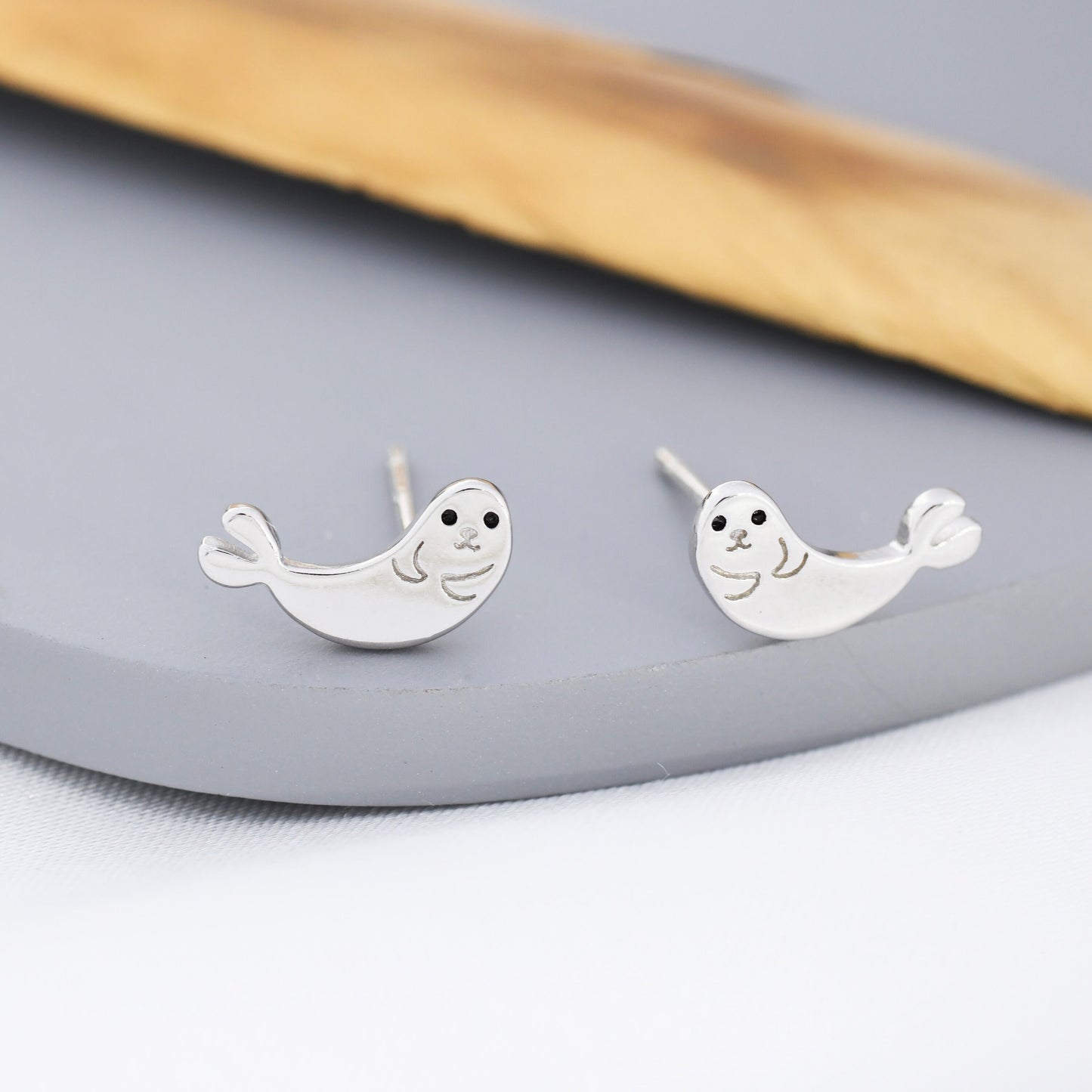 Seal Stud Earrings in Sterling Silver, Cute Baby Seal Earrings, Nature Inspired Animal Earrings