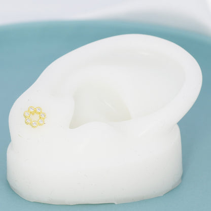 Sterling Silver Tiny CZ Circle Wreath Stud Earrings, Silver, Gold or Rose Gold, Tiny CZ Circle Earrings