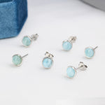 Genuine Larimar Stone Stud Earrings in Sterling Silver, Blue Larimar Stud, Natural Semi-Precious Gemstones, 5mm, Bezel, Minimalist Earrings