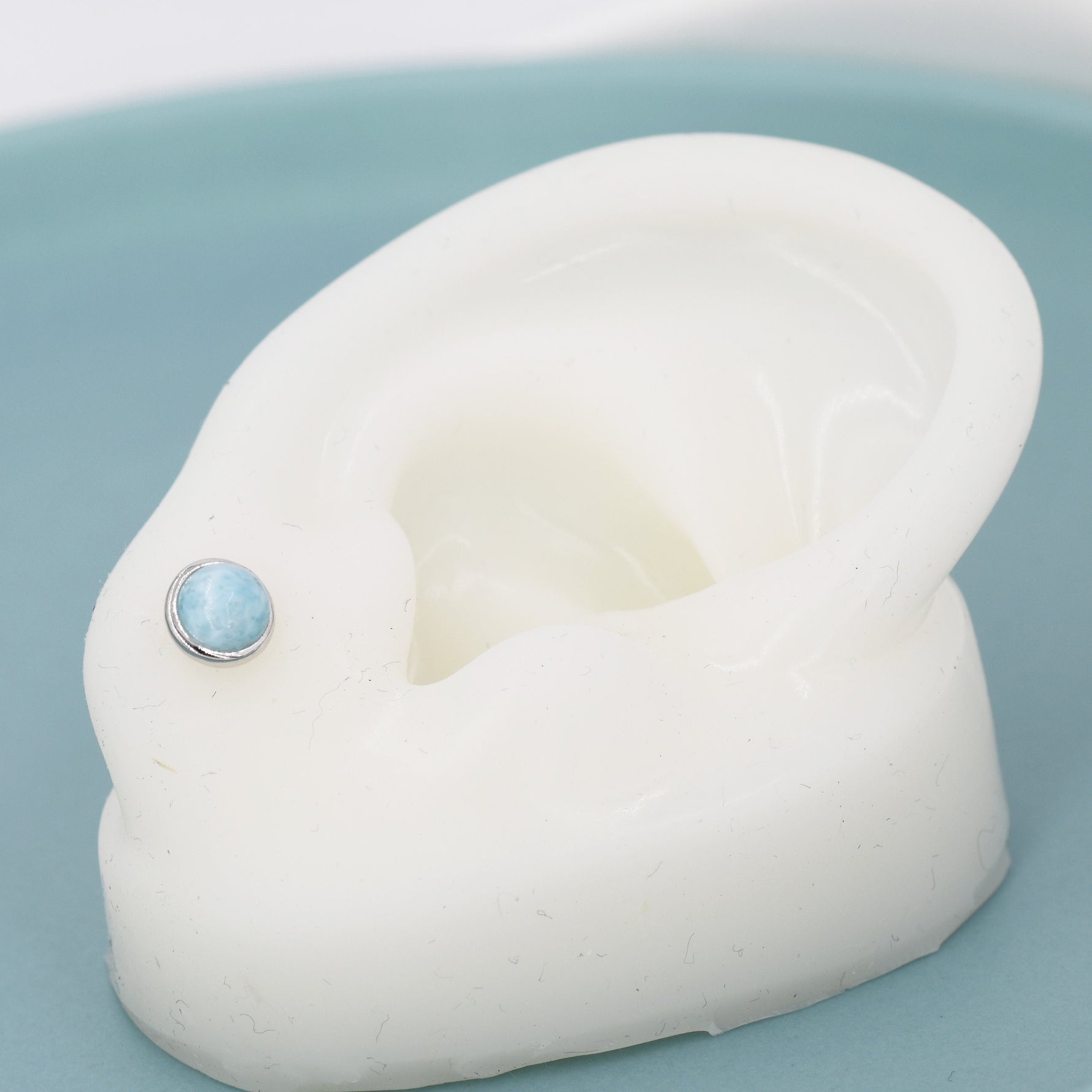 Genuine Larimar Stone Stud Earrings in Sterling Silver, Blue Larimar Stud, Natural Semi-Precious Gemstones, 5mm, Bezel, Minimalist Earrings