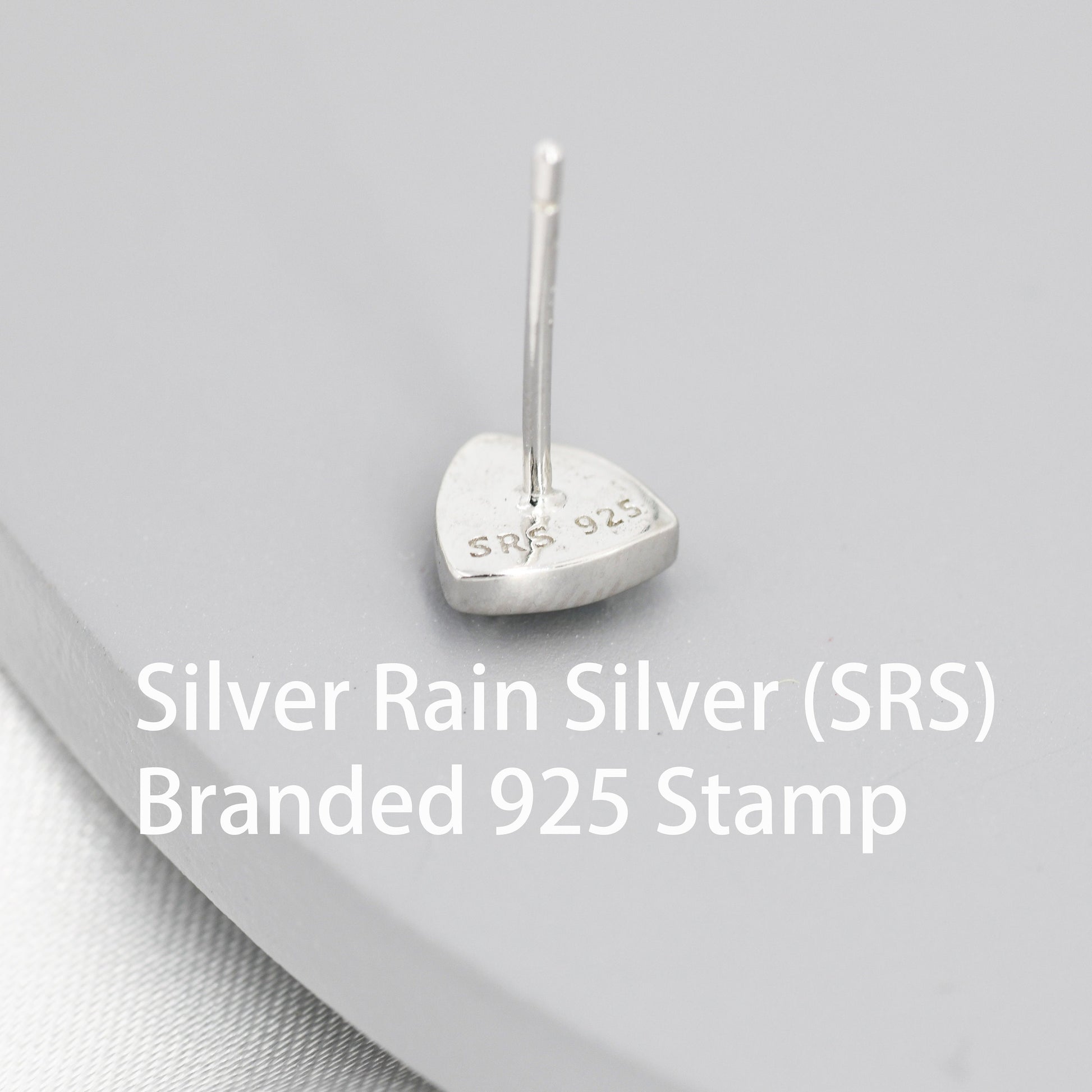 Triangle Opal Stud Earrings in Sterling Silver, Silver, Gold or Rose Gold, Opal Triangle Earrings, Stacking Earrings