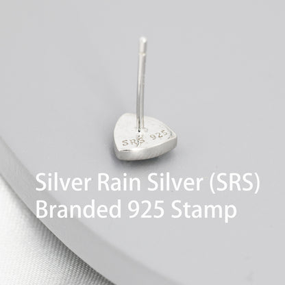 Triangle Opal Stud Earrings in Sterling Silver, Silver, Gold or Rose Gold, Opal Triangle Earrings, Stacking Earrings