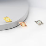 Diamond Shape Opal Stud Earrings in Sterling Silver, Silver, Gold or Rose Gold, Geometry Opal Earrings, Stacking Earrings