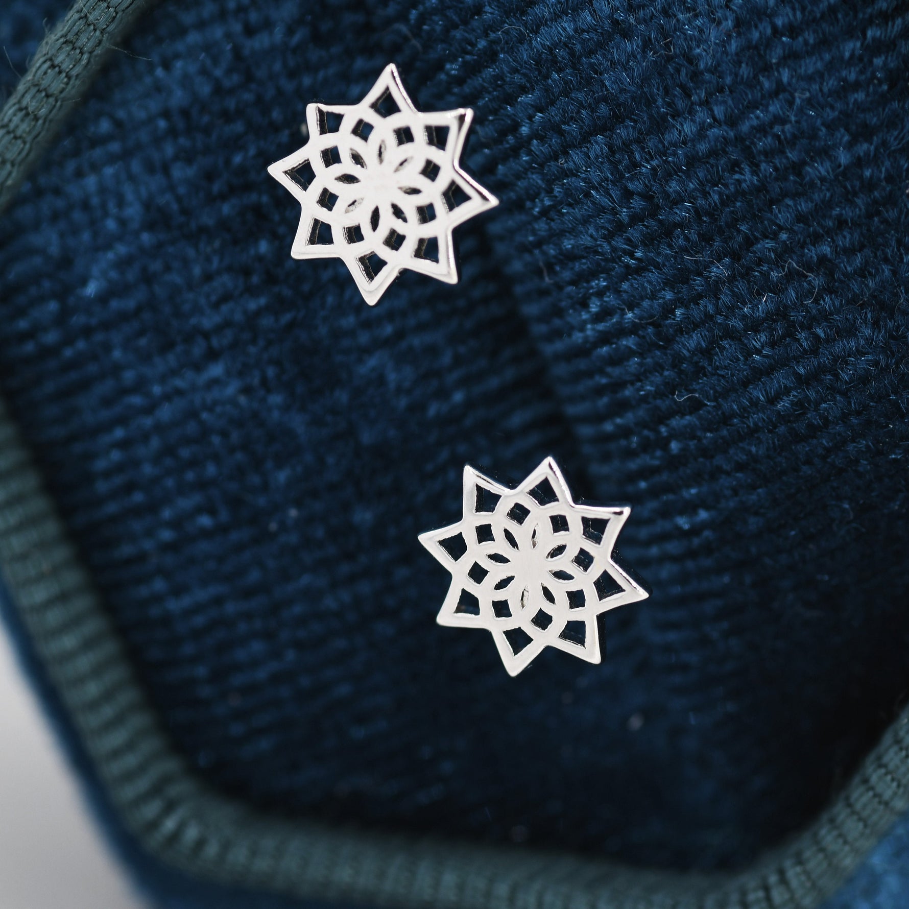 Mandala Flower Stud Earrings in Sterling Silver, Silver or Gold, Mandala Earrings, Geometric
