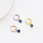 September Birthstone Sapphire Blue Crystal Drop Hoop Earrings in Sterling Silver, Detachable Dangle Earrings, Silver, Gold, Rose Gold