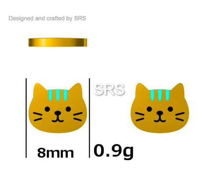 Orange Tabby Cat Stud Earrings in Sterling Silver, Cute Cat Earrings, Silver Cat Earrings, Nature Inspired Animal Earrings