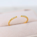 CZ Open Ring in Sterling Silver, Silver or Gold, Adjustable, Minimalist CZ Stacking Ring CZ Ring
