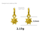 Dangling Sun with Face Hoop in Sterling Silver, Silver or Gold, Sun Face Earrings, Detachable and Interchangeable
