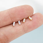 Extra Tiny Baguette CZ Stud Earrings in Sterling Silver, Silver or Gold, Geometric CZ Earrings, Stacking Earrings