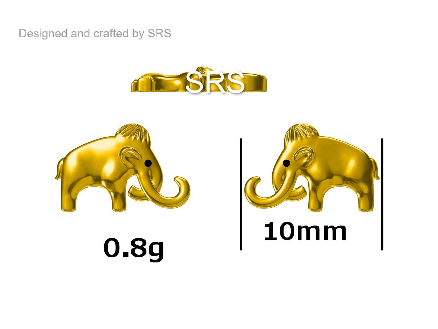 Mammoth Elephant Stud Earrings in Sterling Silver,  Nature Inspired Animal Earrings