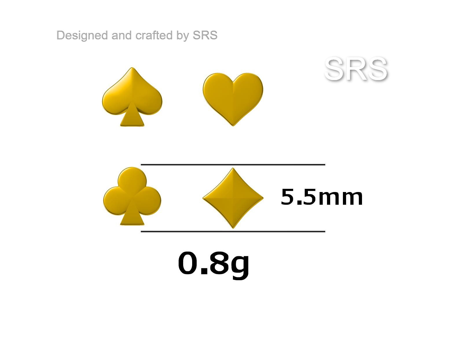 Card Suit Stud Earrings in Sterling Silver, Poker Set Earrings, Spade Earring, Club Earring, Diamond Earring, Heart earring