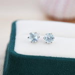 Genuine Sky Blue Blue Topaz Stud Earrings in Sterling Silver, Silver or Gold, Trillion Cut Natural Blue Topaz Earrings, Double Pronged