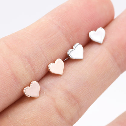 Tiny Heart Stud Earrings in Sterling Silver, Silver or gold or Rose Gold, Heart earring