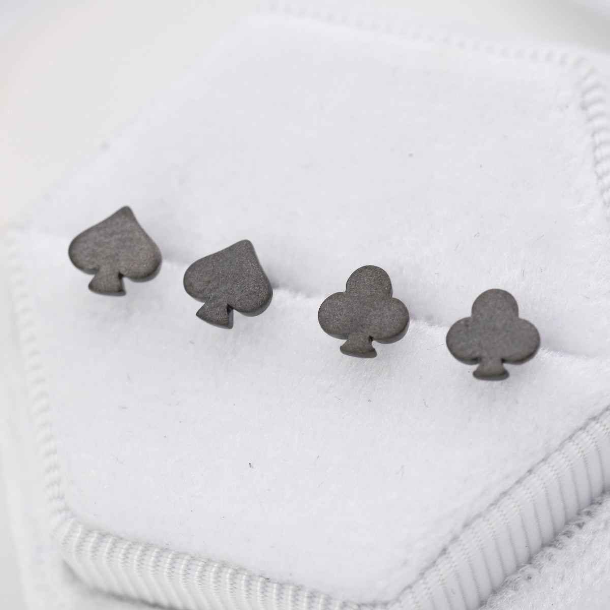 Card Suit Stud Earrings in Sterling Silver, Spade Earrings, Club Earring, Poker Set Earrings