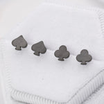 Card Suit Stud Earrings in Sterling Silver, Spade Earrings, Club Earring, Poker Set Earrings