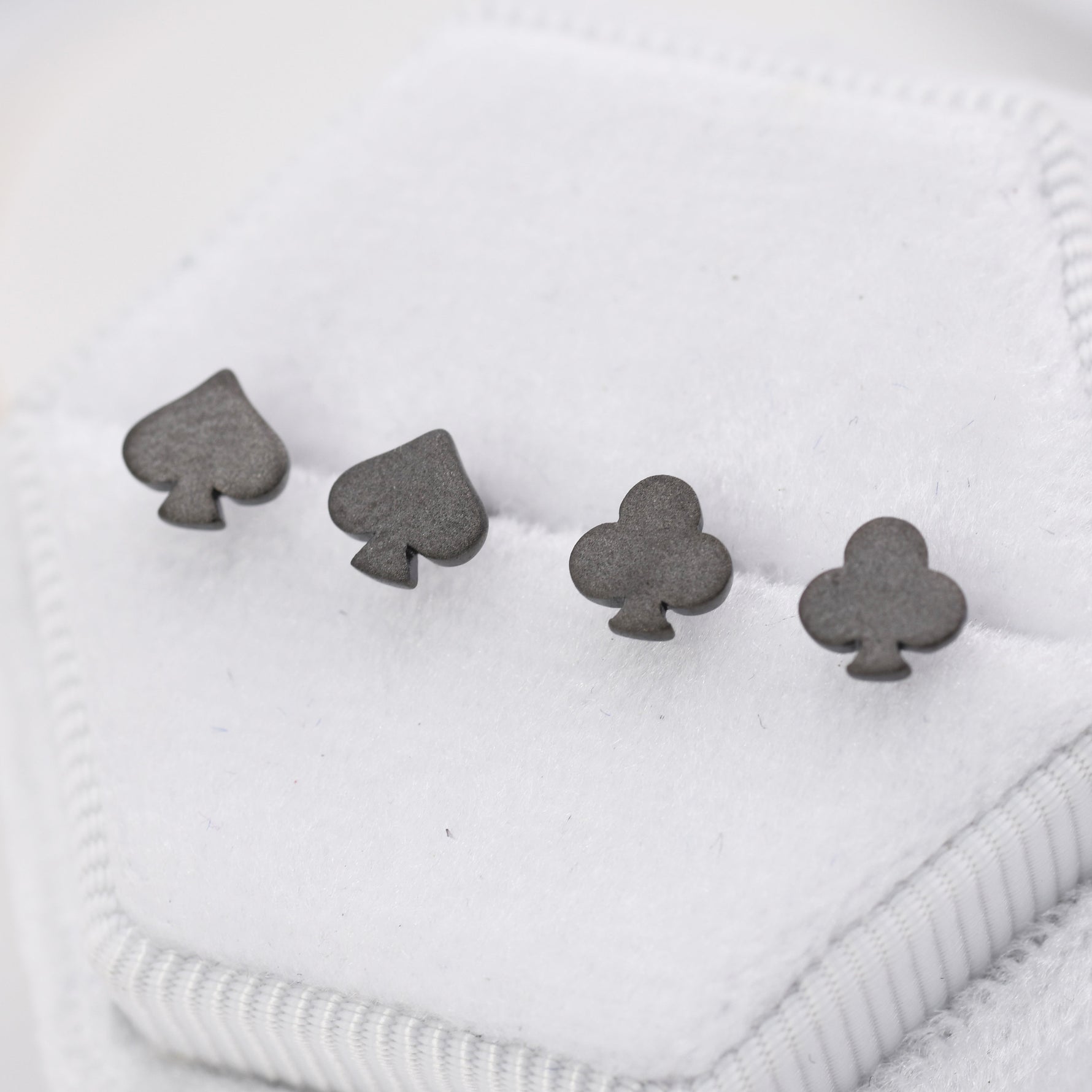 Card Suit Stud Earrings in Sterling Silver, Spade Earrings, Club Earring, Poker Set Earrings