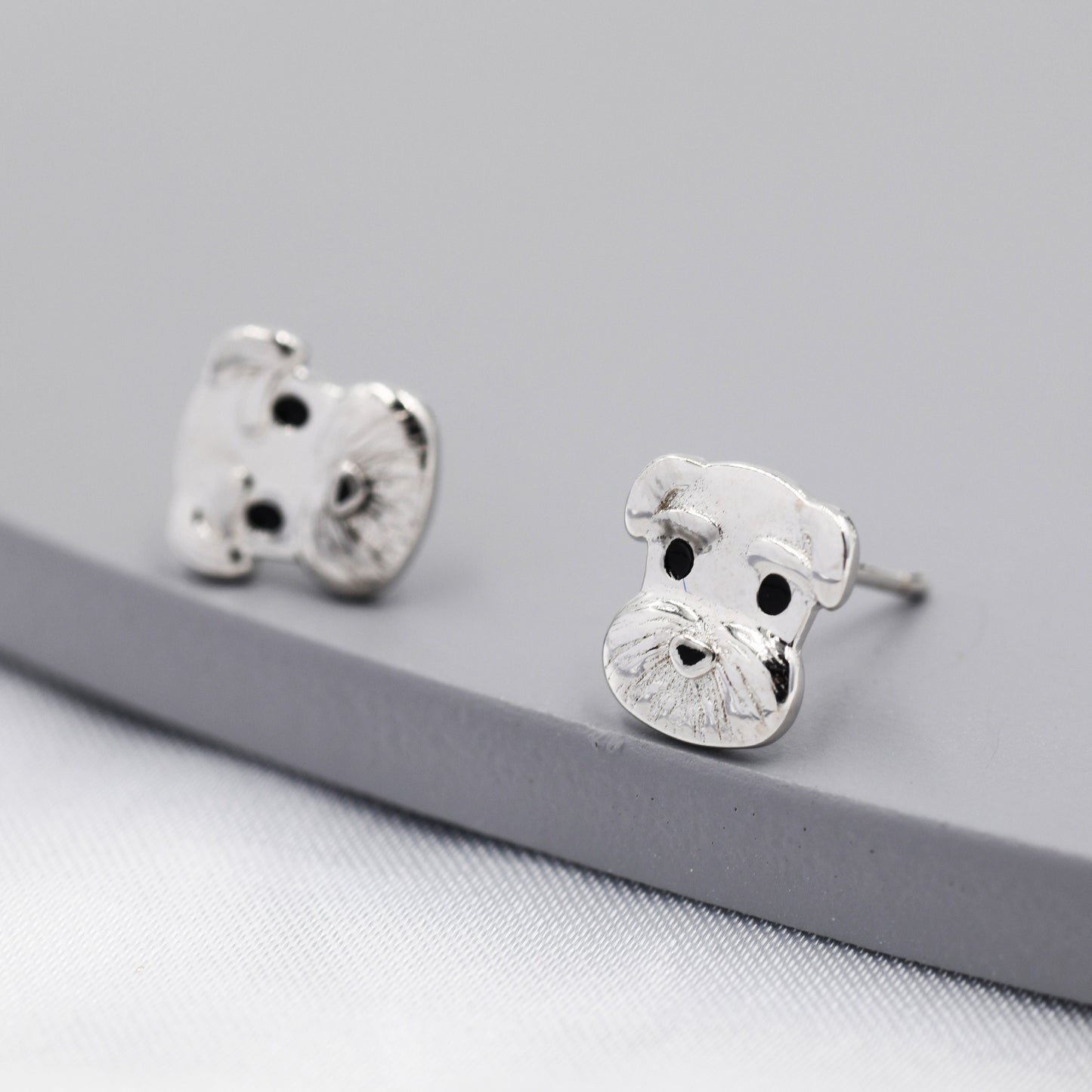 Schnauzer Dog Stud Earrings in Sterling Silver, Dog Earrings, Animal Earrings, Pet Lover