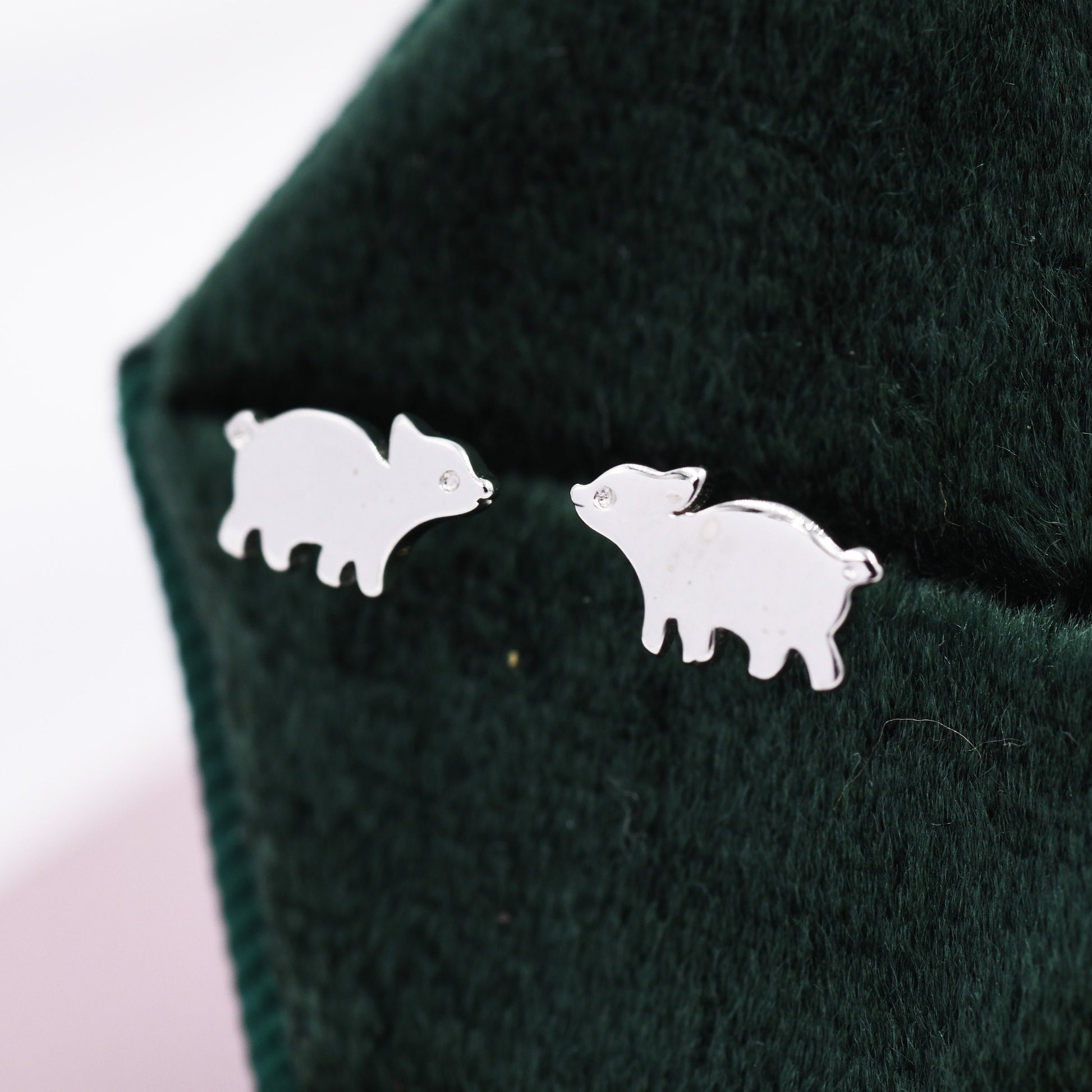 Baby Pig Stud Earrings in Sterling Silver, Piglet Earrings, Silver or Gold, Farm Animal Earrings, Nature Inspired