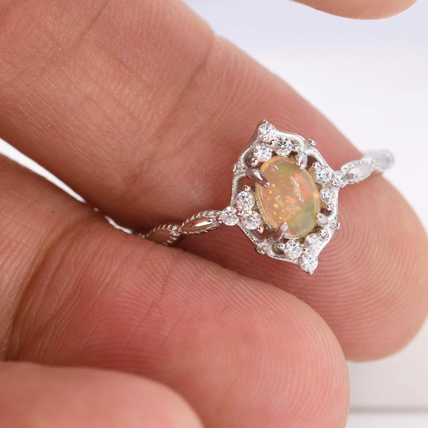 Vintage Opal Halo Ring