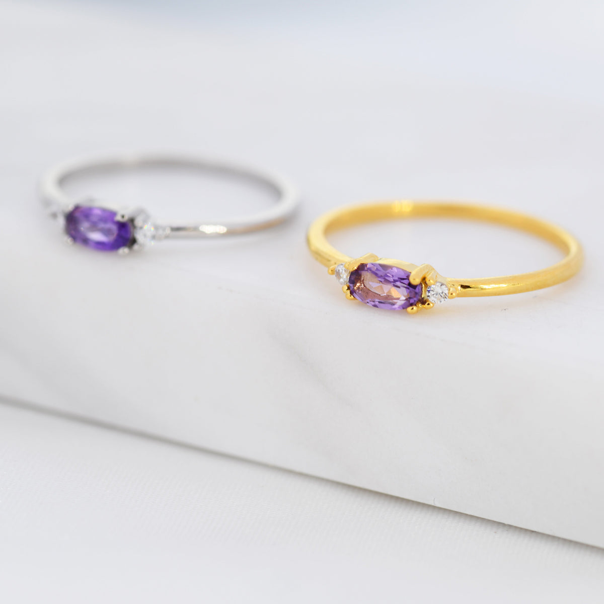 Natural Amethyst Ring in Sterling Silver, Silver or Gold, Natural purple Amethyst Ring, Dainty Amethyst Ring, US 5-8