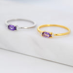 Natural Amethyst Ring in Sterling Silver, Silver or Gold, Natural purple Amethyst Ring, Dainty Amethyst Ring, US 5-8