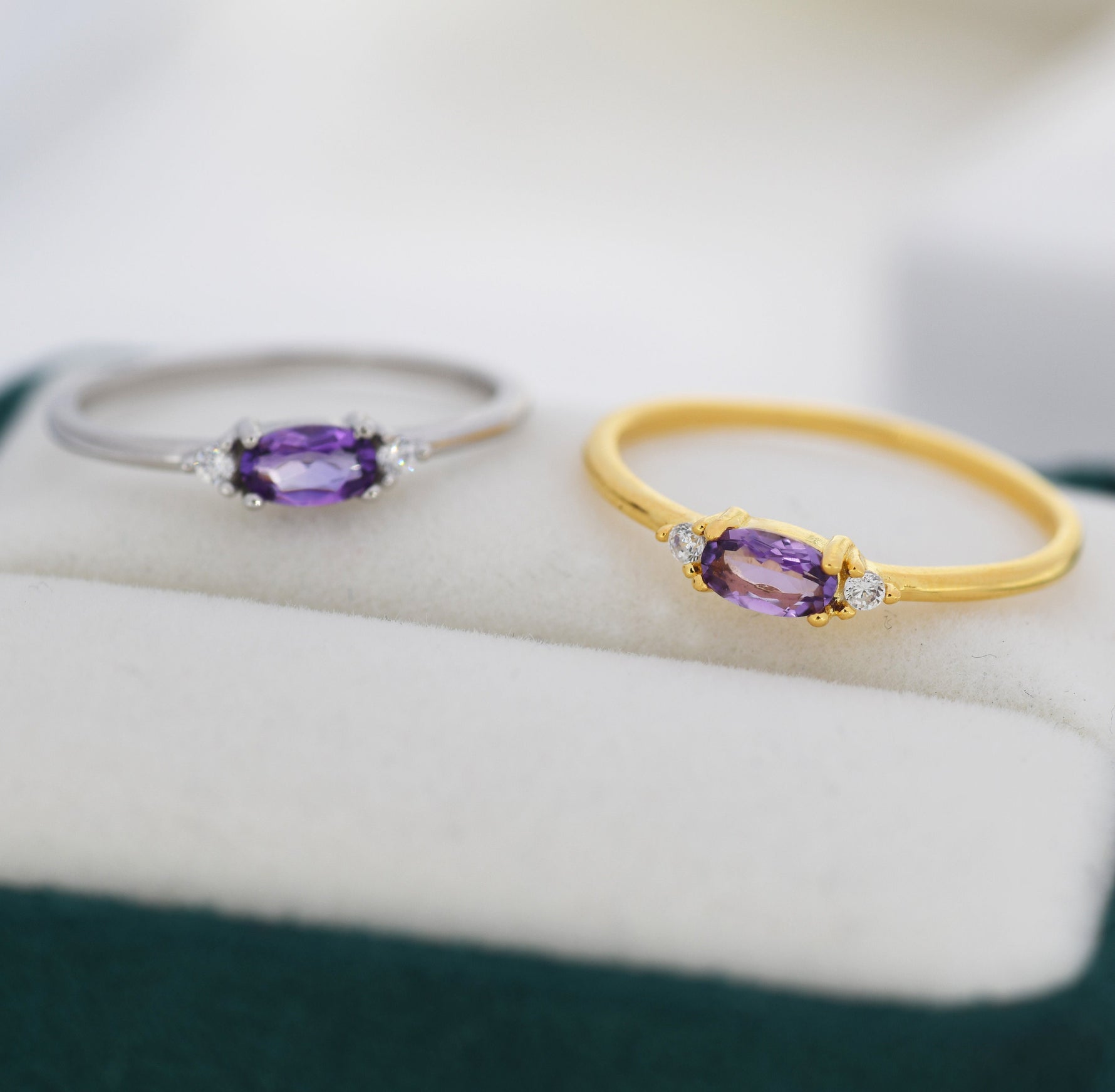 Natural Amethyst Ring in Sterling Silver, Silver or Gold, Natural purple Amethyst Ring, Dainty Amethyst Ring, US 5-8