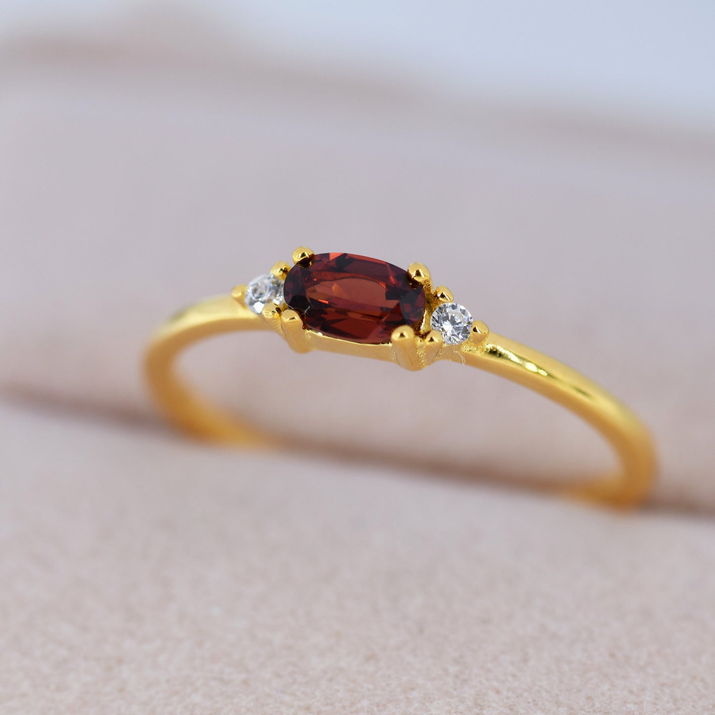 Natural Garnet Ring in Sterling Silver, Silver or Gold, Natural Garnet Ring, Dainty Gemstone Ring, US 5-8