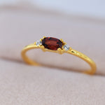 Natural Garnet Ring in Sterling Silver, Silver or Gold, Natural Garnet Ring, Dainty Gemstone Ring, US 5-8