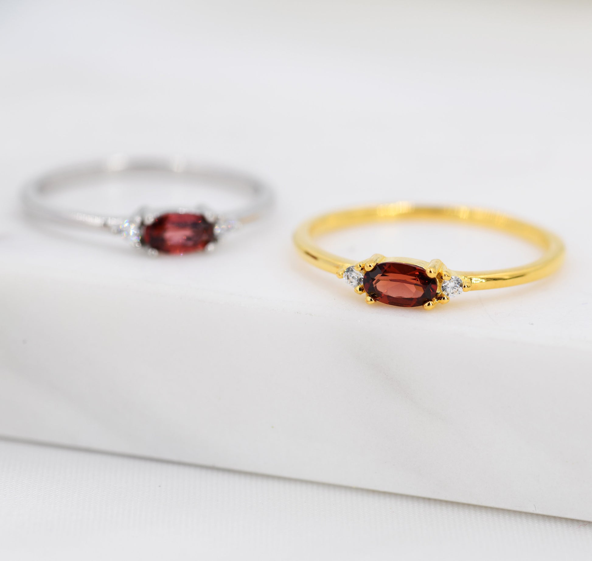 Natural Garnet Ring in Sterling Silver, Silver or Gold, Natural Garnet Ring, Dainty Gemstone Ring, US 5-8