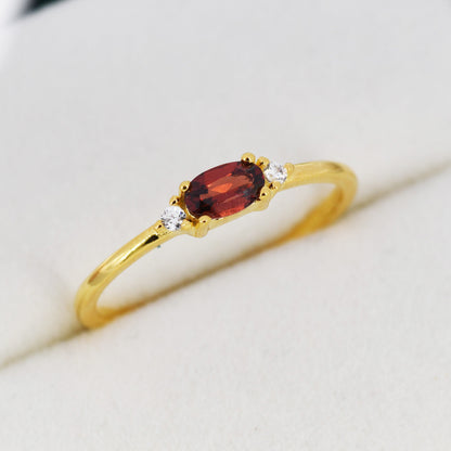 Natural Garnet Ring in Sterling Silver, Silver or Gold, Natural Garnet Ring, Dainty Gemstone Ring, US 5-8